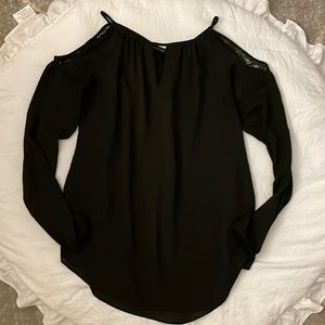 WHBM black lace cold shoulder top